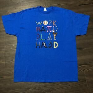 Blue ‘Work Hard Play Hard’ School Supply Graphic Tee